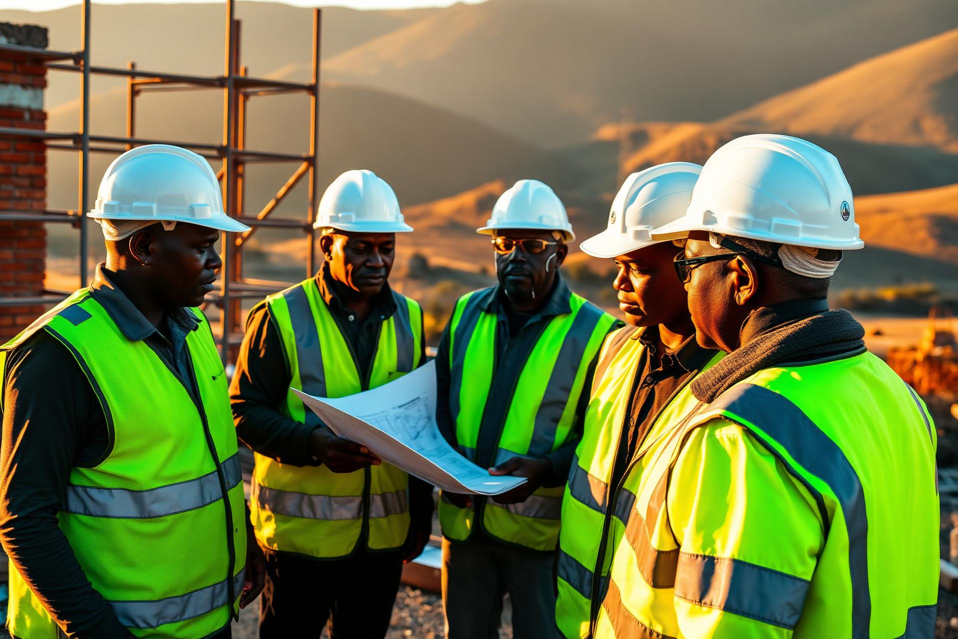 Sthololwazi Projects residential construction site in Mbombela at golden hour